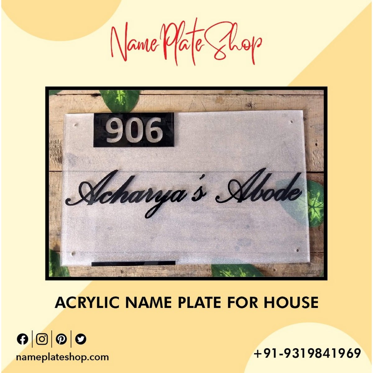 Buy Best Quality Acrylic Nameplate For House