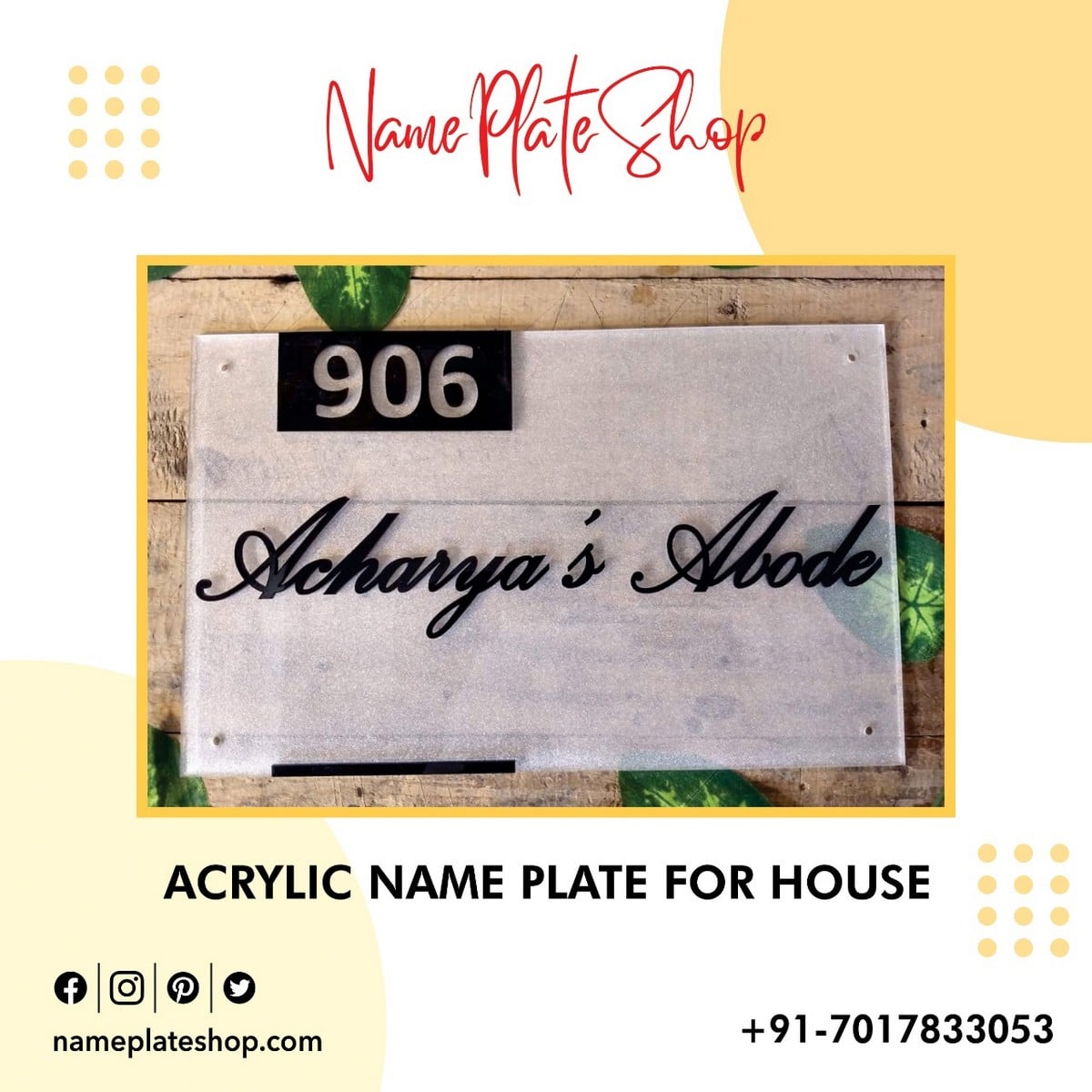 Acrylic Nameplate for House