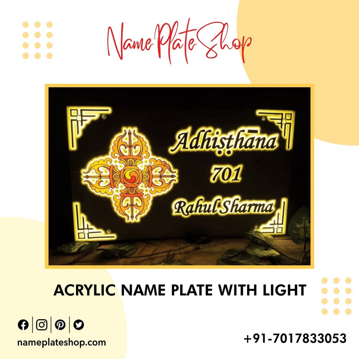 Acrylic Nameplate with light