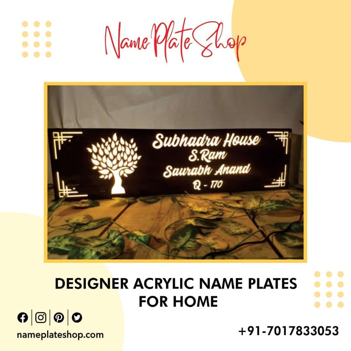 Designer Acrylic Name plates for home