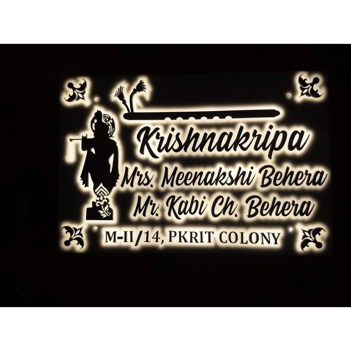 Krishna Ji Waterproof Acrylic LED Nameplate Online