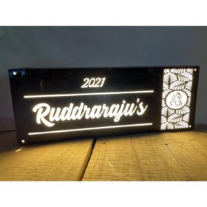 Designed Ruddrarajus LED Acrylic Name Plate