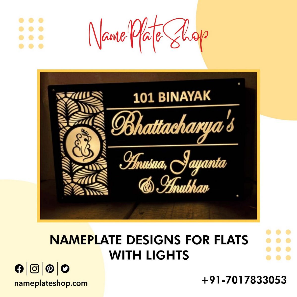 Name Plate Designs for Flats With Lights