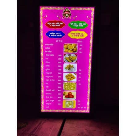 Led Food Menu With Crystal Clear Uv Printing