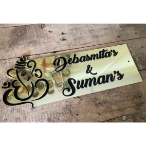 Mirror Shine Acrylic Name Plate - Golden Acrylic