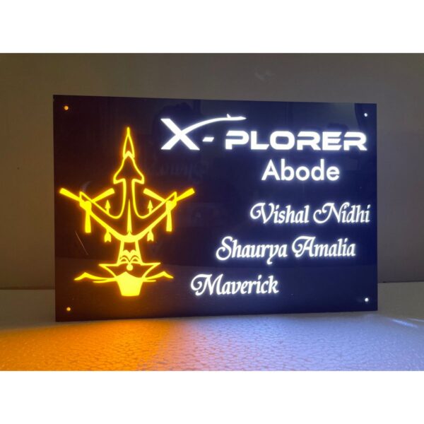 Acrylic Twin Leds House Name Plate Waterproof