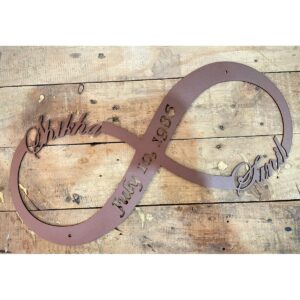 Infinity Sign House Name Plate Metal in rose gold finish 1