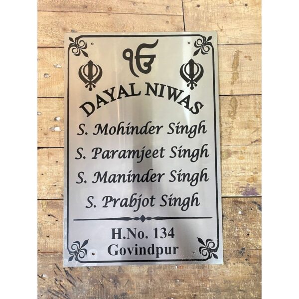 Stainless Steel 304 Engraved House Name Plate 1