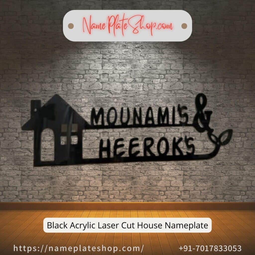 Black Acrylic Laser Cut House Nameplate NamePlateShop