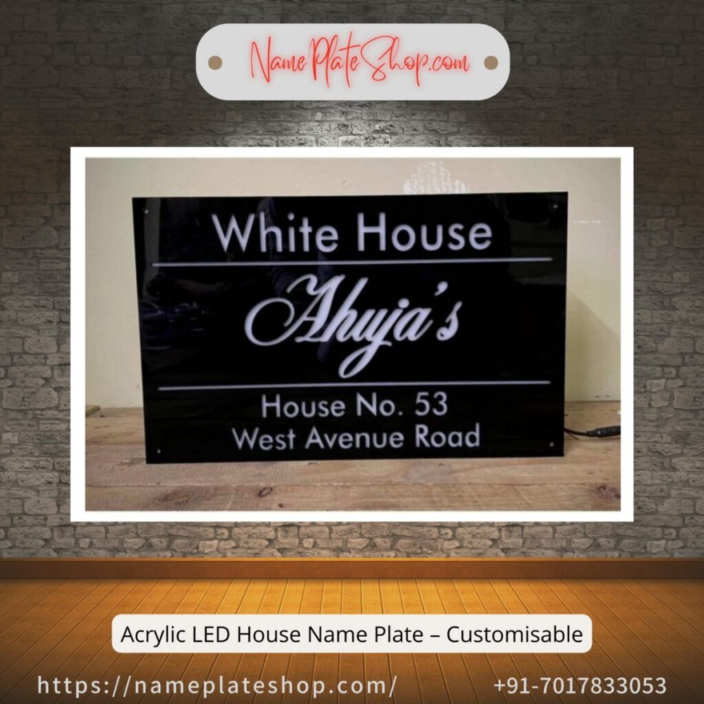 Customizable Acrylic LED Nameplate For Your House