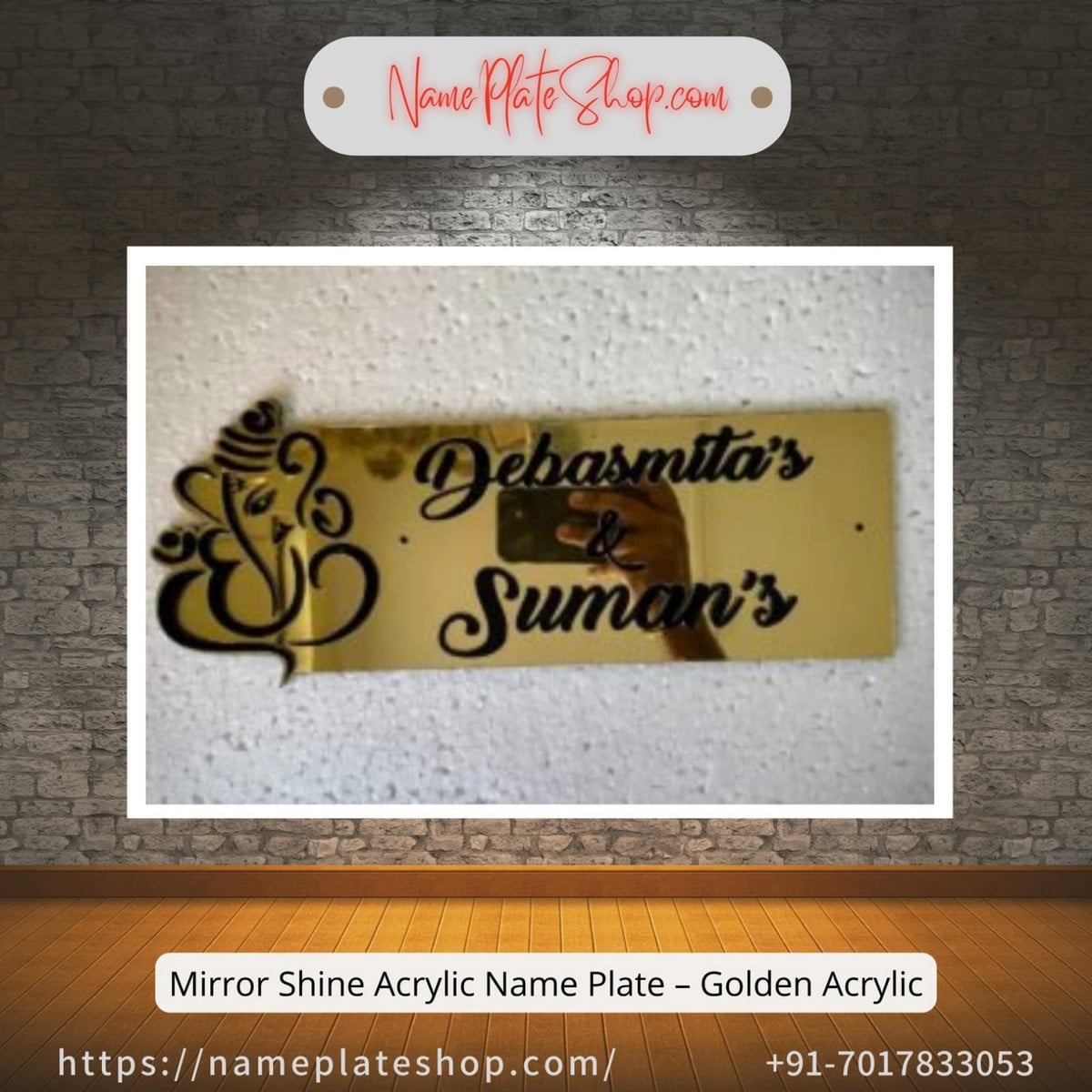 Golden Acrylic Nameplate With Mirror Shine