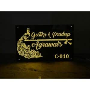 Golden Sparkle Acrylic Led Name Plate waterproof