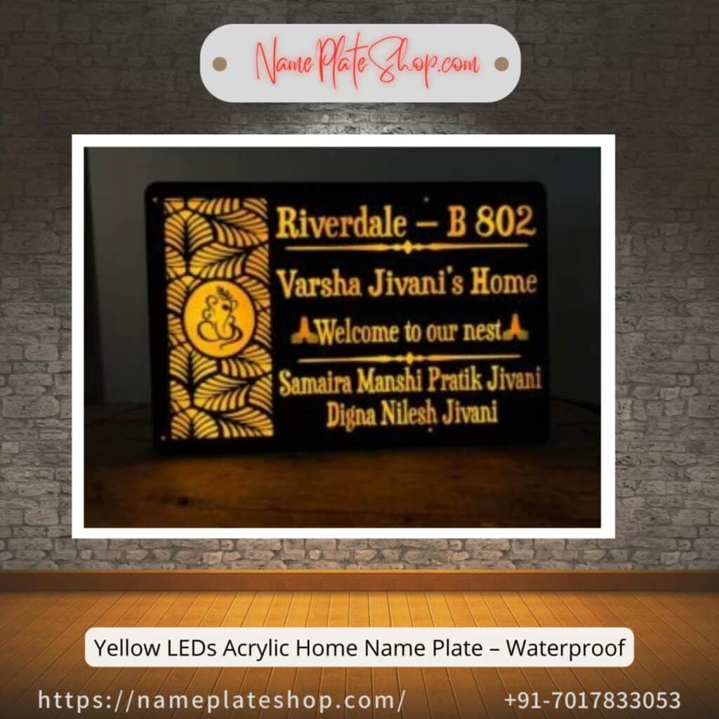 Acrylic Brown Stylish Name Plate, For Home