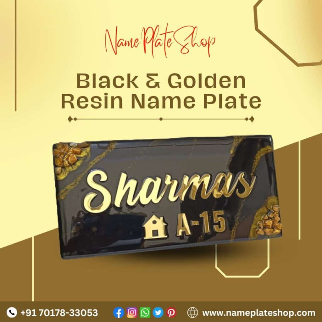 New Black And Golden Resin Name Plate From NamePlateShop