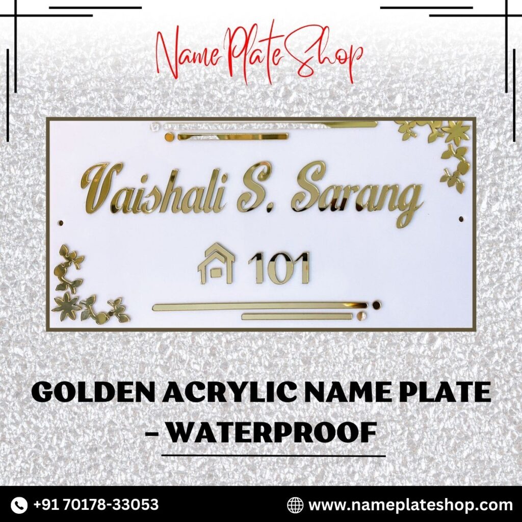 Shop For Waterproof Golden Acrylic Name Plate NamePlateShop 1