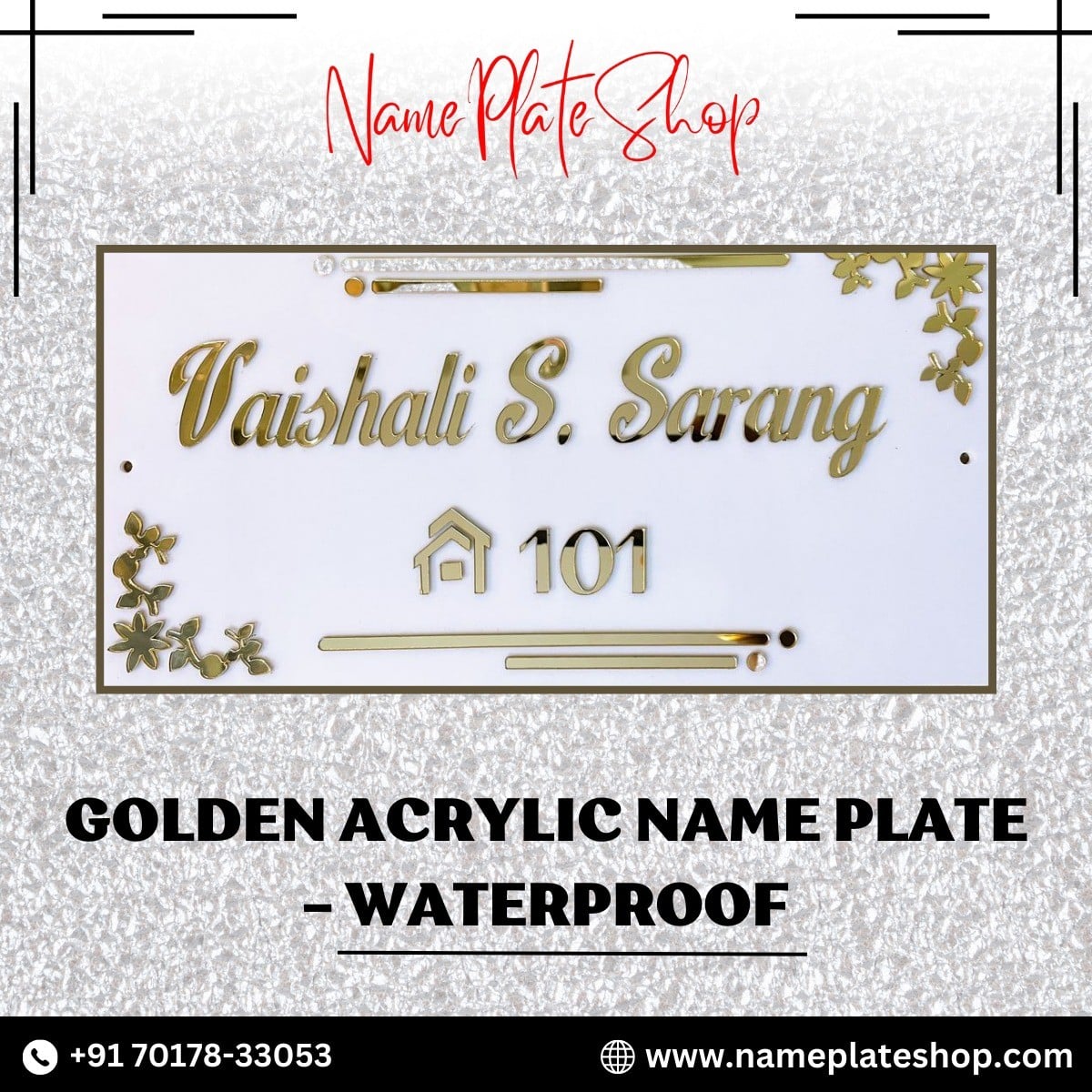 Shop For Waterproof Golden Acrylic Name Plate NamePlateShop