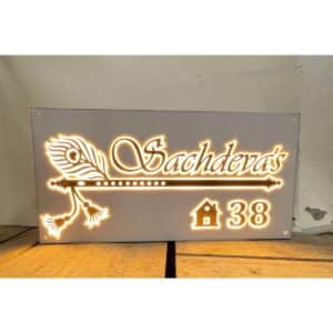 LED nameplate desired-name engraved with indirect lighting