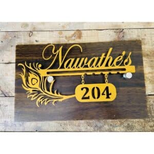 Metal House Name Plate with wooden texture Acrylic base 2