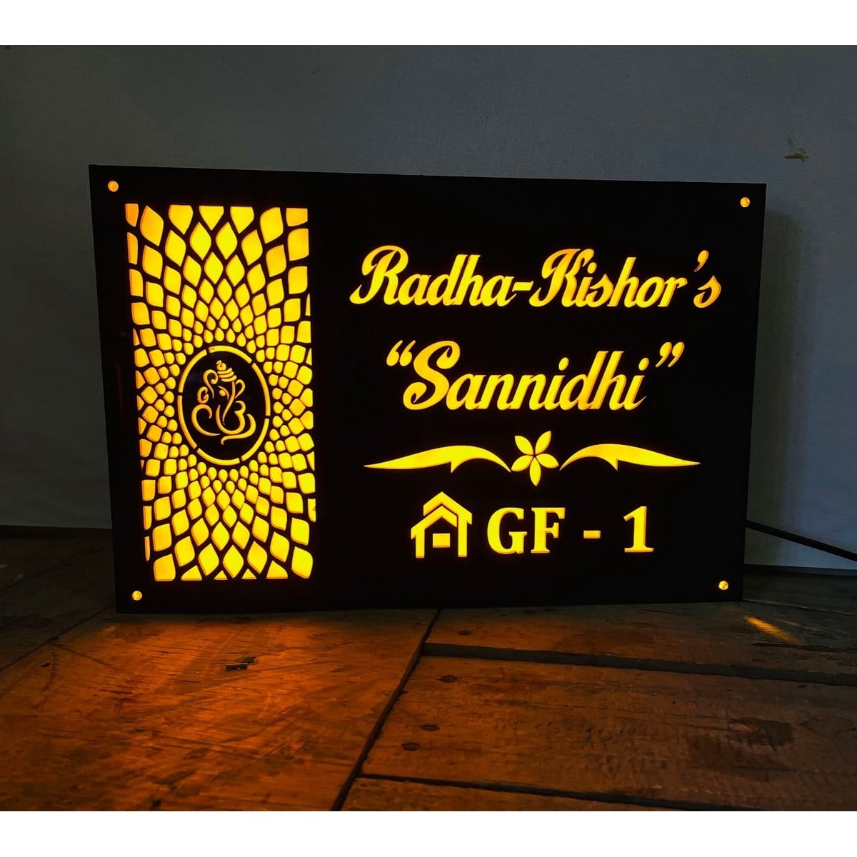 Bansuri Design Acrylic Home Name Plate