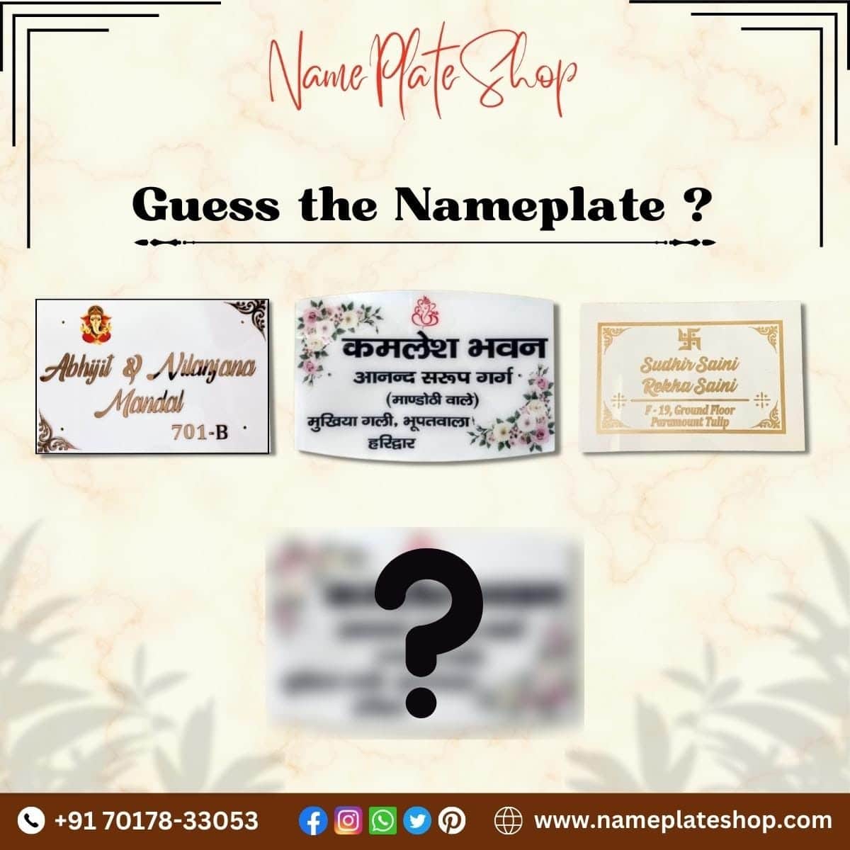 Guess The Nameplate And Pick The Right One