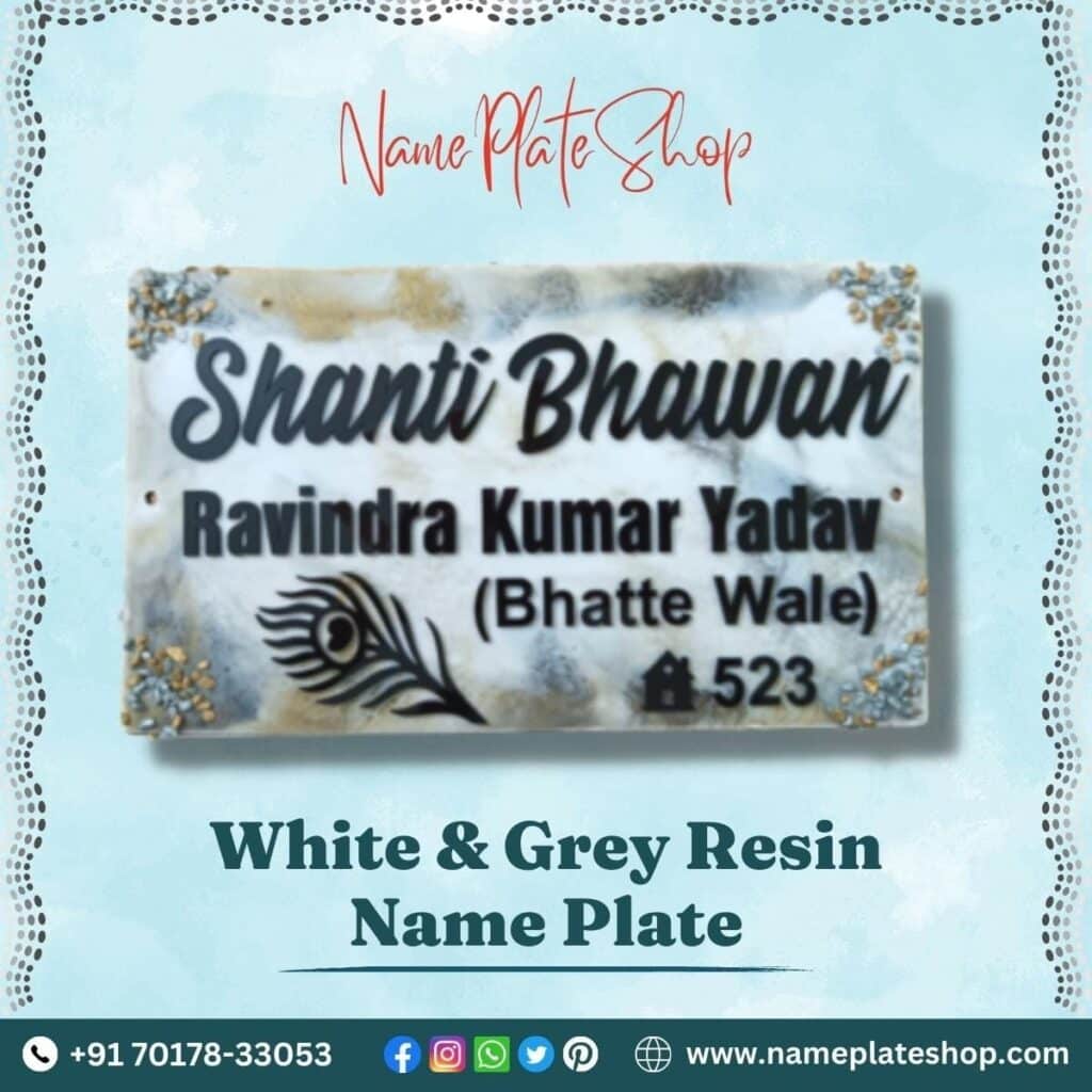 Professional Resin Nameplate White And Grey Online