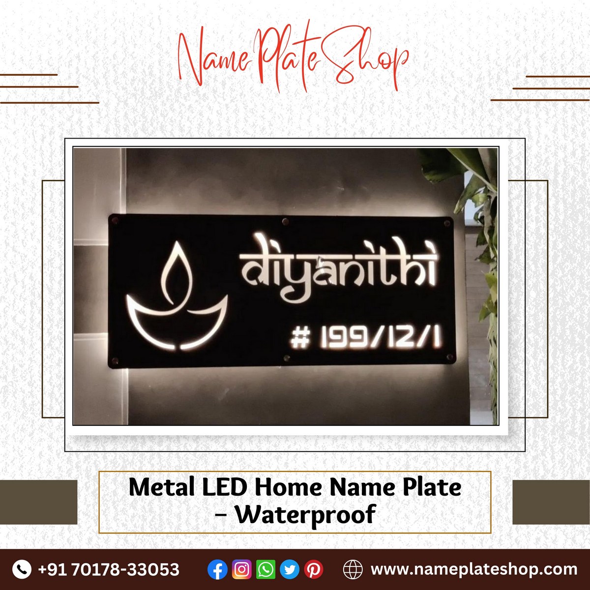 Best Beautiful Metal LED Waterproof Nameplate For Home