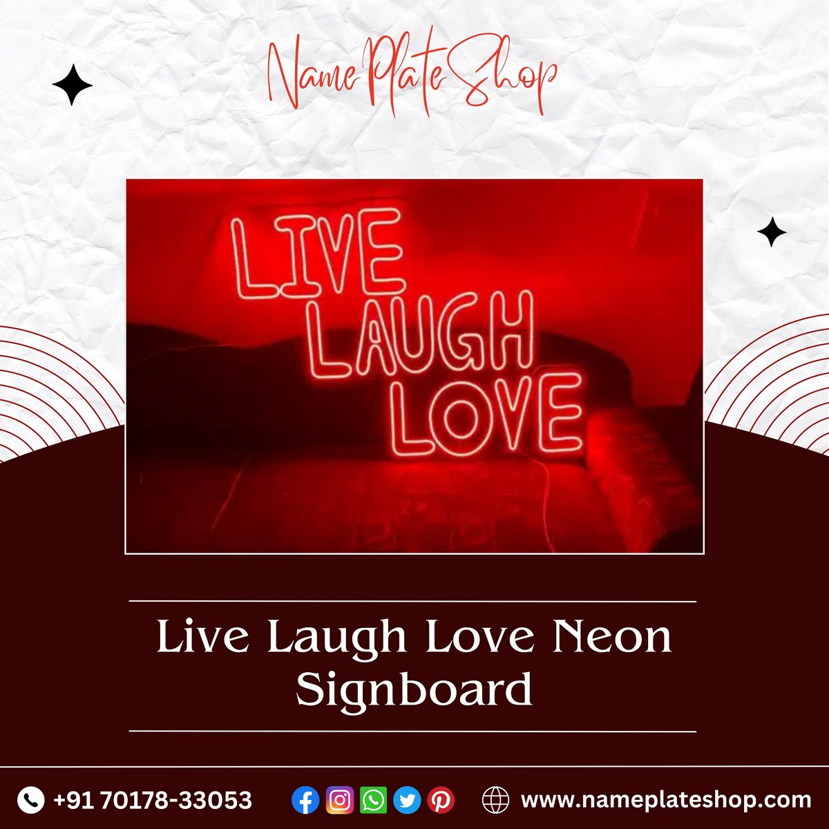 Live Laugh Love Neon Signboard Shine With Joy Everyday
