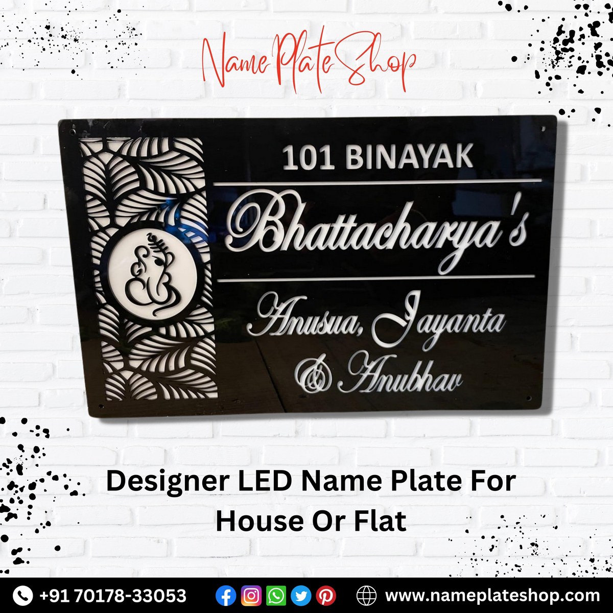 Beautiful Designer LED Nameplate For House Or Flat