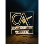 Chartered Accountant Acylic Waterproof LED Name Plate