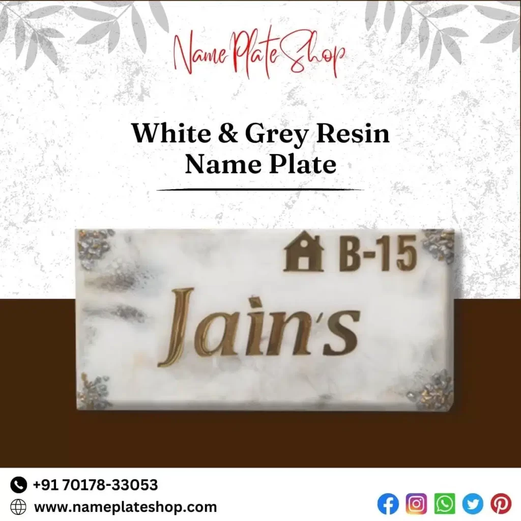 New White Grey Resin Nameplate Online