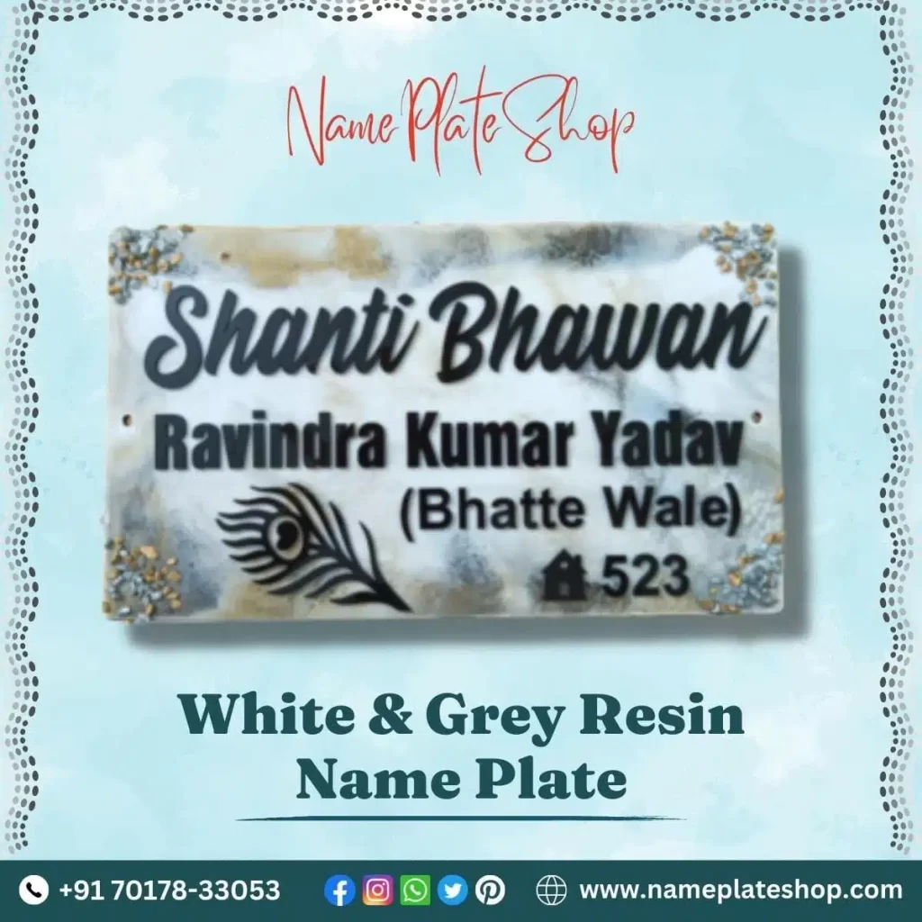 Professional Resin Nameplate White And Grey Online
