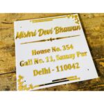 Acrylic House Name Plate – (white with golden)1