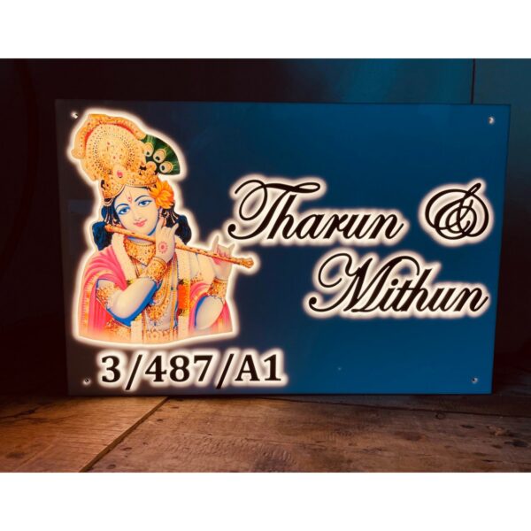 Acrylic Krishna Design House Name Plate waterproof