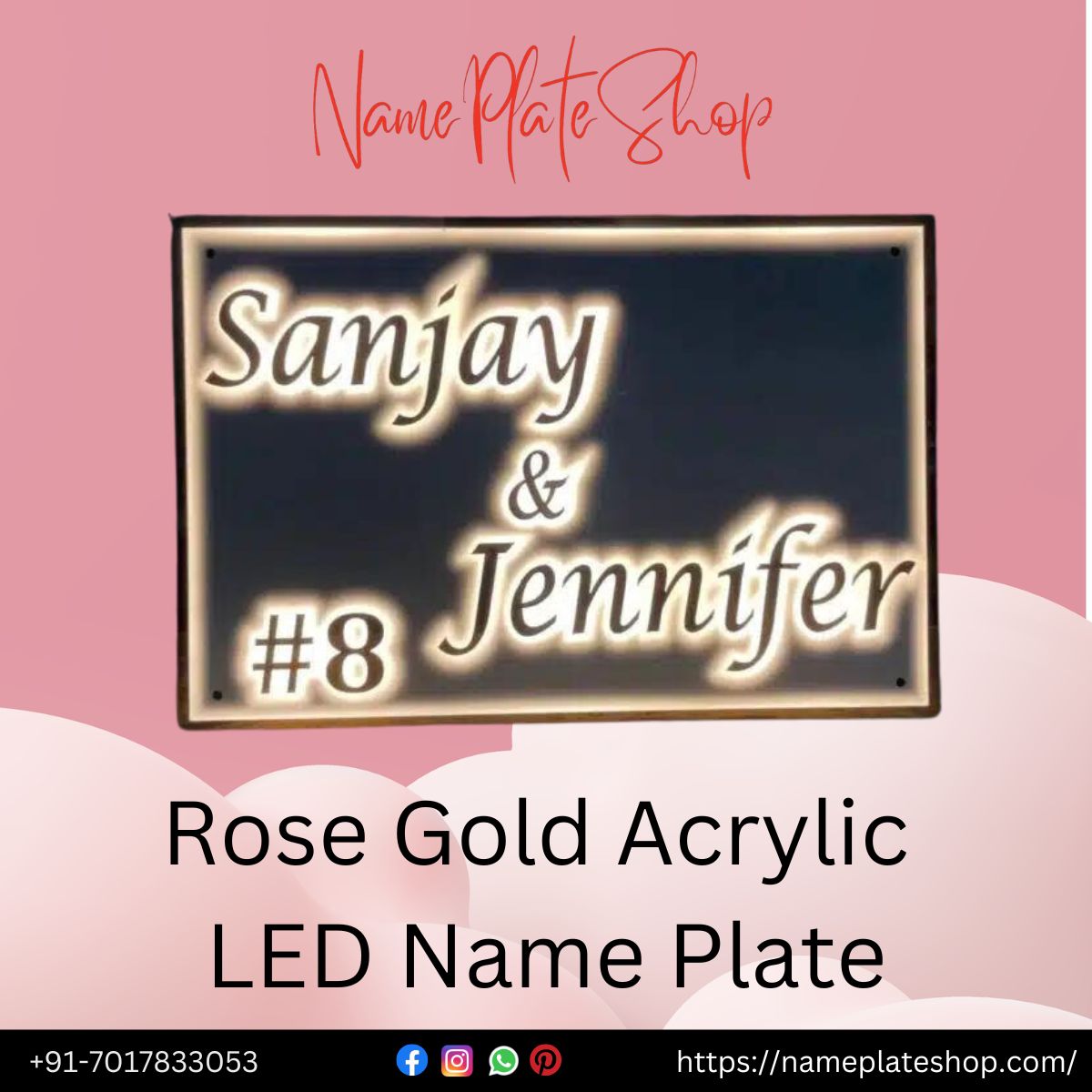 Rose Gold LED Nameplate Collection for a Distinctive Glow