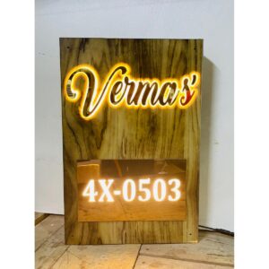 Wooden Finish Acrylic LED Name Plate waterproof