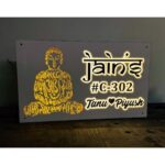 Acrylic Buddha Design LED House Name Plate1