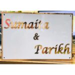 Acrylic LED House Name Plate – Rose Gold Embossed Letters1