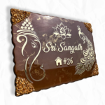 Ganesha Theme Metallic Brown Resin Coated Nameplate 1