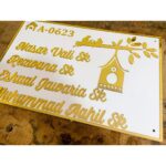 Golden Acrylic Embossed Letters House Name Plate 2
