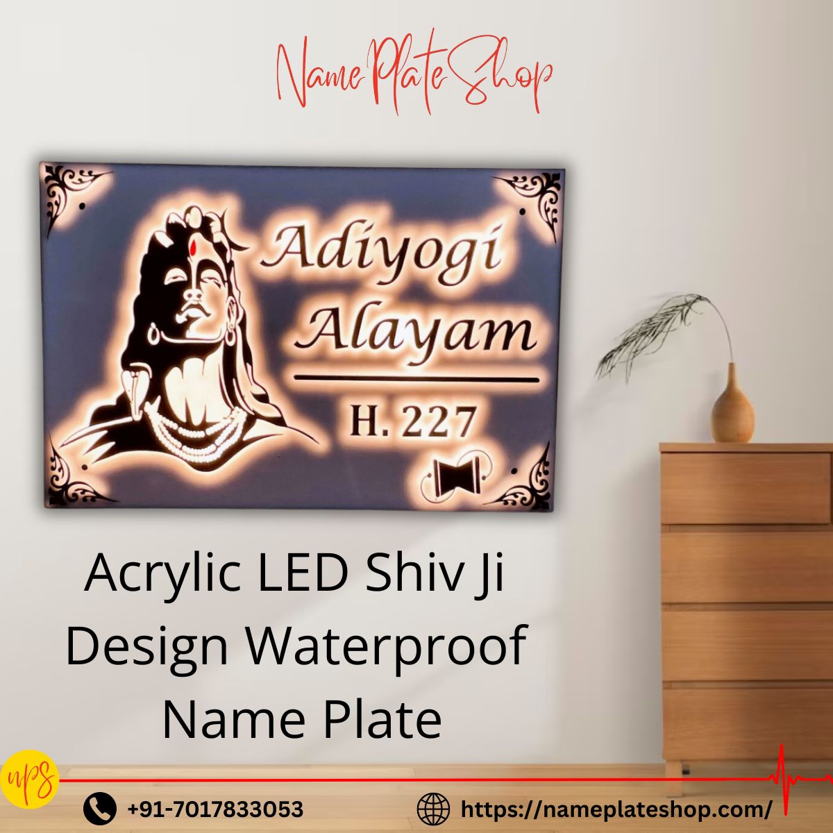 LED Nameplate Featuring Shiv Ji A Divine Decor Choice