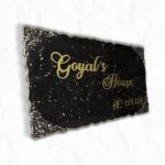 Black Metallic with Golden Flakes Casting Resin Nameplate1