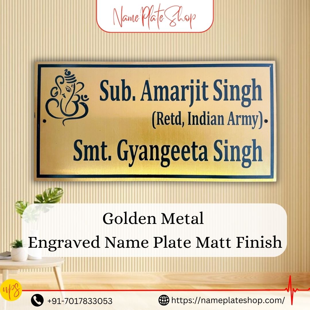 Golden Metal Engraved Nameplate ✨ A Timeless Elegance in Matt Finish