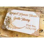 Acrylic Mor Pankh Embossed Letters Home Name Plate (Waterproof)1