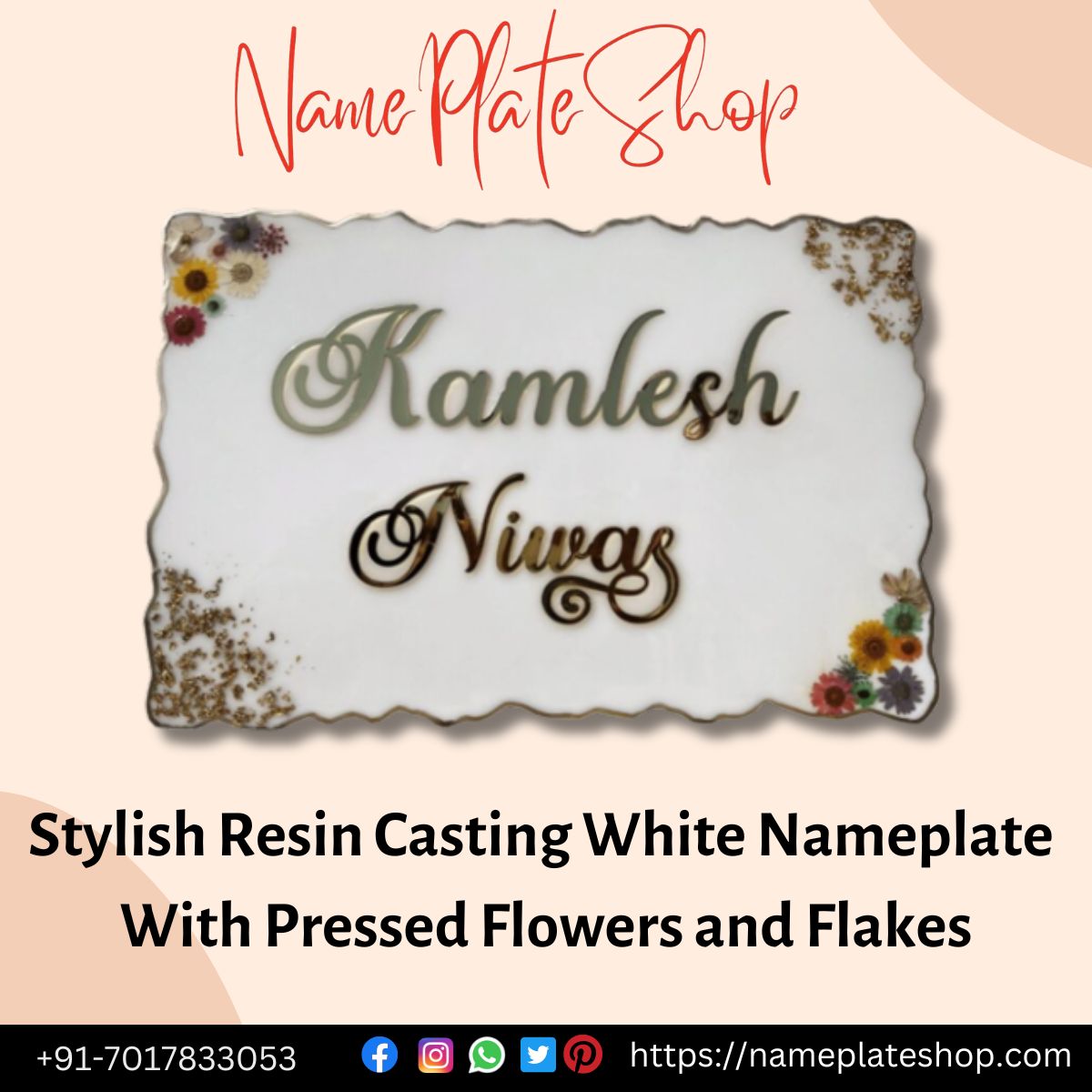 Elegance in Every Detail Stylish Resin Casting White Nameplate