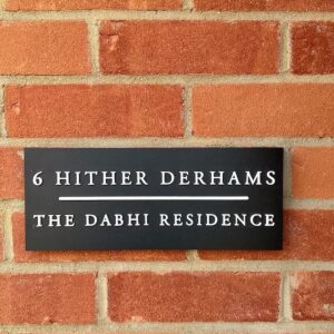Beautiful House Name Plate Black Matt Finish with Embossed Letters