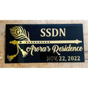 Black and Golden Acrylic Personalised Home Name Plate