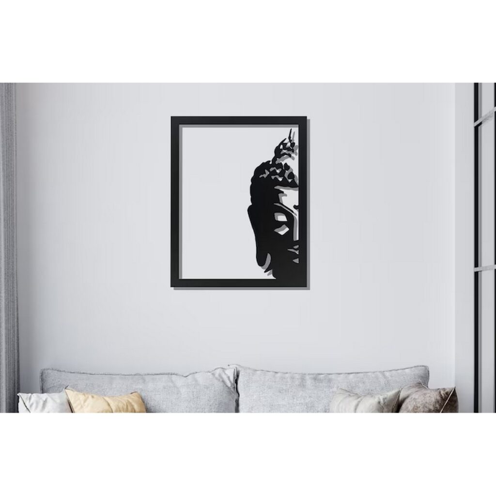 Stone Work White Metal Buddha Wall Hanging