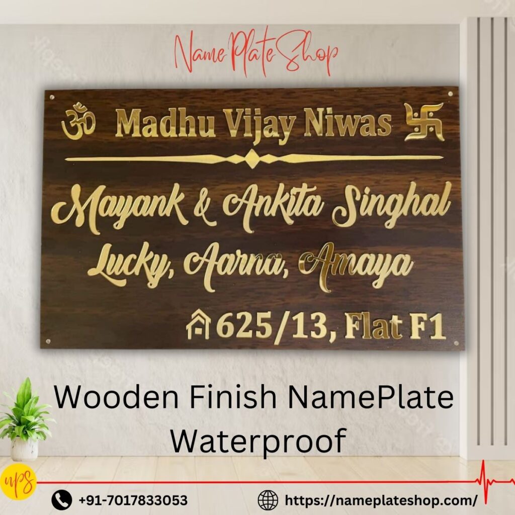 Elegance Endures Beautiful Wooden Finish Waterproof Nameplate