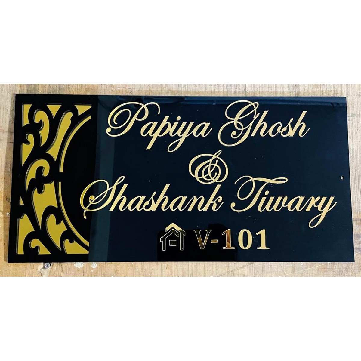 Bansuri Design Acrylic Home Name Plate