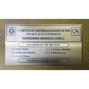 New Design Chartered Accountant Metal Engraved Name Plate (SS 304)